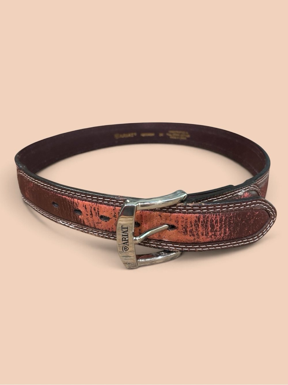 Ariat Full Grain Leather Western Belt Brown Size 34